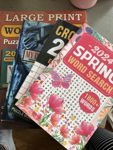 4 Puzzle Book Bundle With 3 Word Search And One Crossword Books