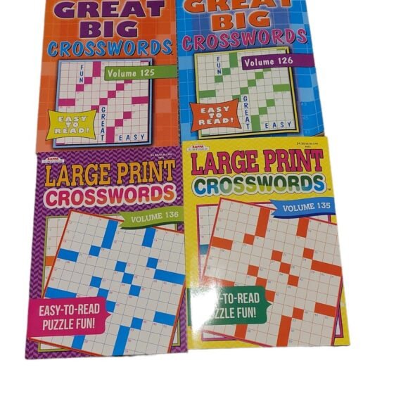 4 New Kappa Puzzles Large Print & Great Big Crosswords Books Hobby Games