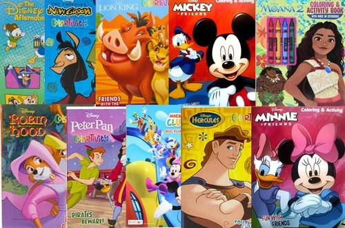 10 Disney Coloring Books Classic Movie Characters Full Size Books 700 Pages
