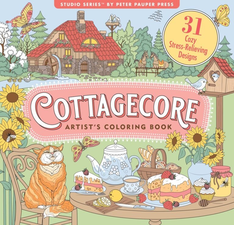 Cottagecore Adult Coloring Book (31 stress-relieving designs) (Artist’s Colo…