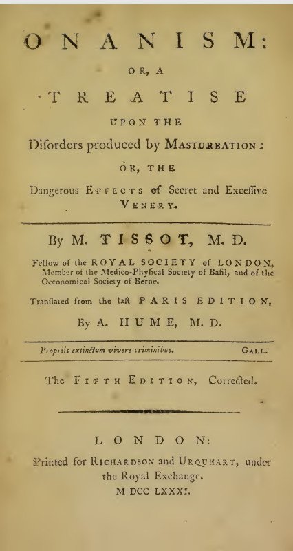 BOOKS Onanism A Treatise Upon The Disorders Produced By Masturbation 1781