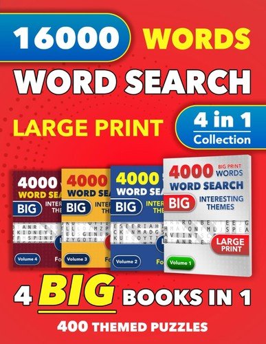4 in 1 Collection of Large Print Word Search Books for Adults and by Littlewolf