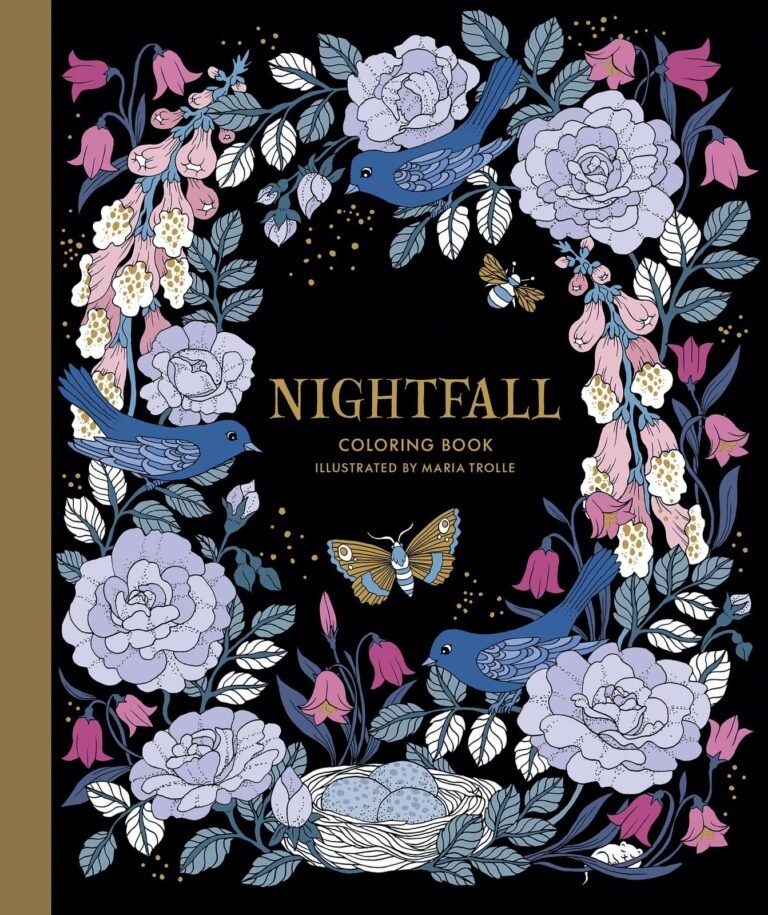 Nightfall Coloring Book: Hardcover adult coloring book featuring thick, high…