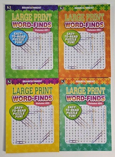 4 New Large Print Word-Finds Puzzle Books Kappa Games Vol #491-494~ Search,Hunt