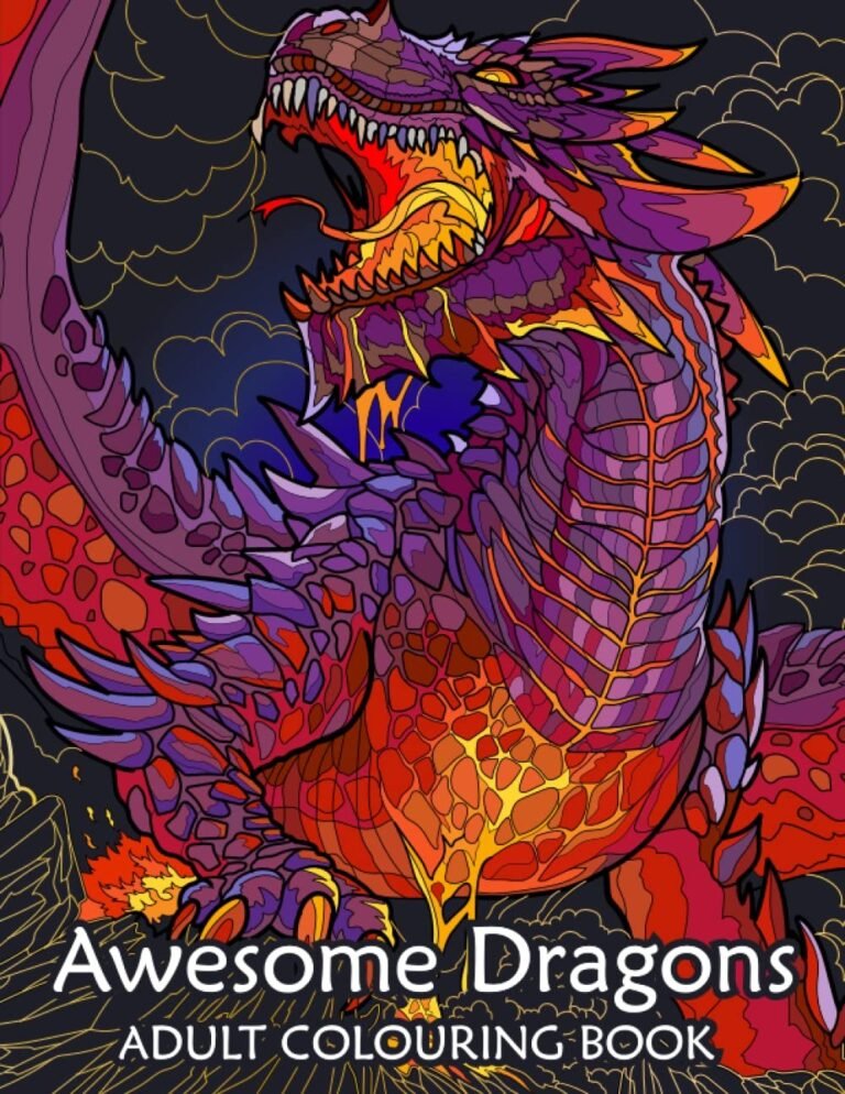 Awesome Dragons | Dragon Adult Coloring Book | 40 beautiful fantasy dragon s…