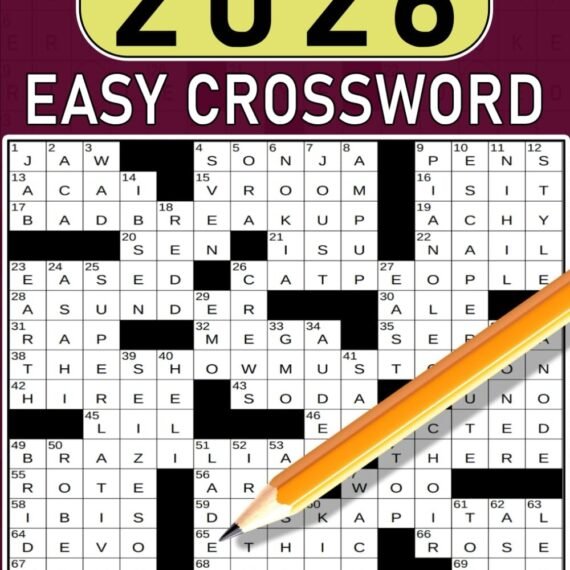 2026 Easy Crossword Puzzle Book For Adults by Justin Bartlett