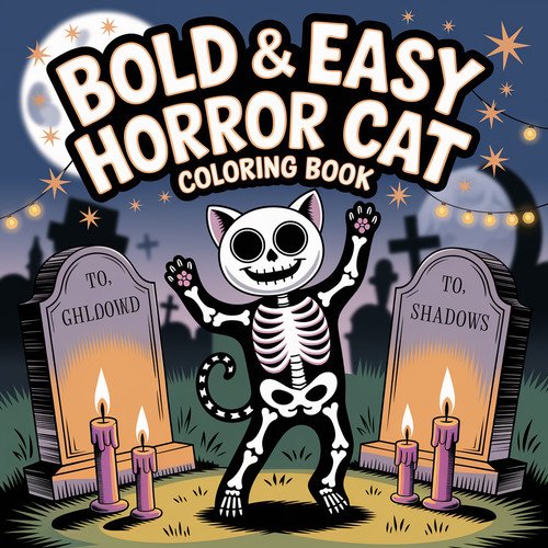 ✨ Horor Cat coloring book  hours for Kids & Adults | Cute Designs