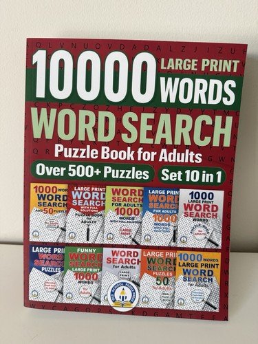 10000 Words Large Print Word Search Puzzle Book Adults 500+ Puzzles